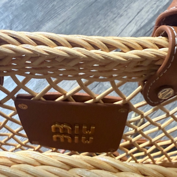 Miu Miu Brown Woven Tote Bag - Picture 4 of 5